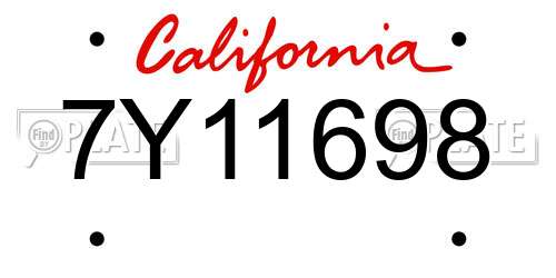 7Y11698 California License Plate