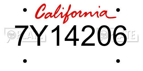 7Y14206 California License Plate