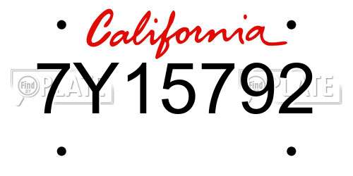 7Y15792 California License Plate