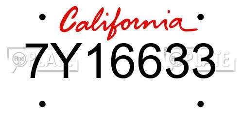 7Y16633 California License Plate