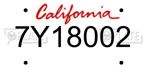 7Y18002 California License Plate