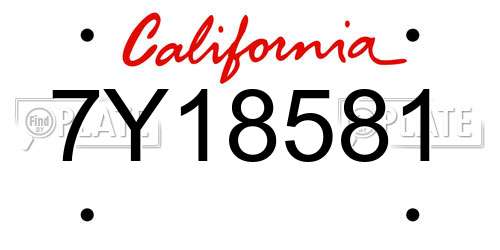 7Y18581 California License Plate
