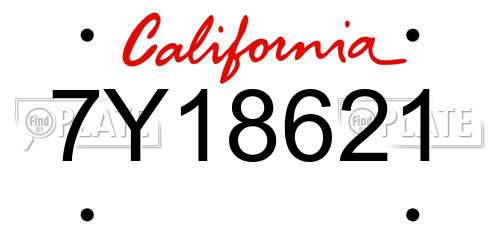 7Y18621 California License Plate