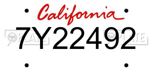 7Y22492 California License Plate