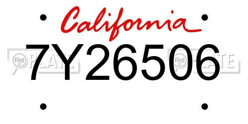 7Y26506 California License Plate