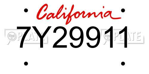 7Y29911 California License Plate