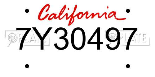 7Y30497 California License Plate