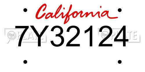 7Y32124 California License Plate