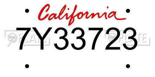 7Y33723 California License Plate