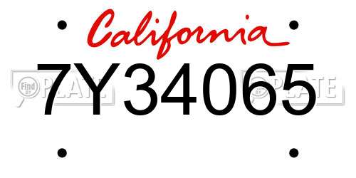 7Y34065 California License Plate