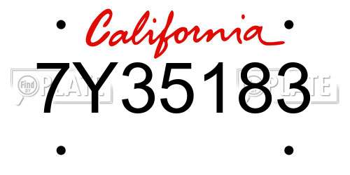 7Y35183 California License Plate