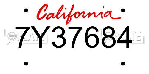 7Y37684 California License Plate