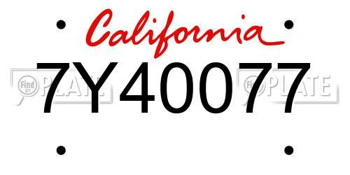 7Y40077 California License Plate