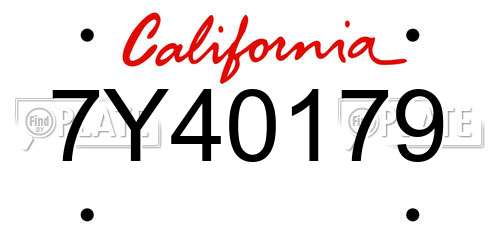 7Y40179 California License Plate