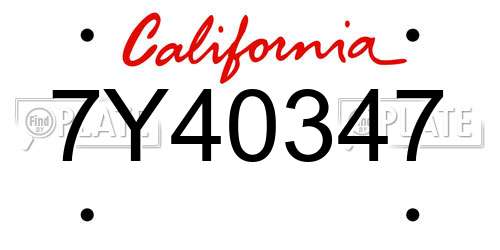 7Y40347 California License Plate