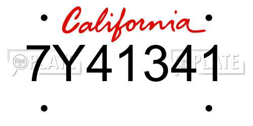 7Y41341 California License Plate