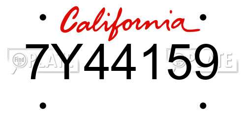 7Y44159 California License Plate