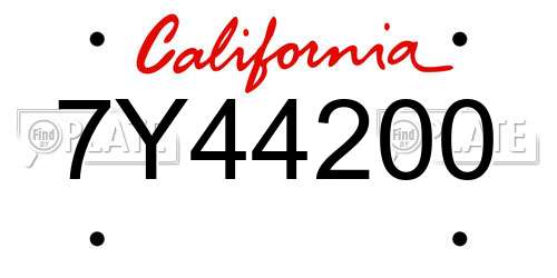 7Y44200 California License Plate