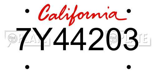 7Y44203 California License Plate