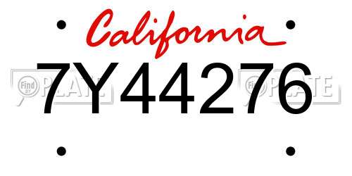 7Y44276 California License Plate
