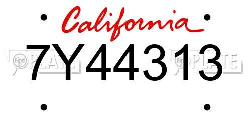 7Y44313 California License Plate