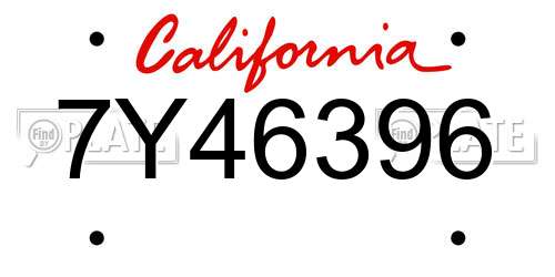 7Y46396 California License Plate