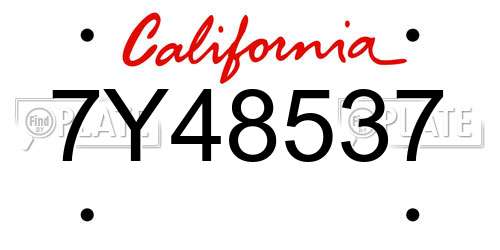 7Y48537 California License Plate