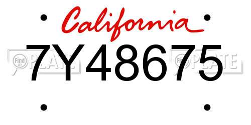 7Y48675 California License Plate