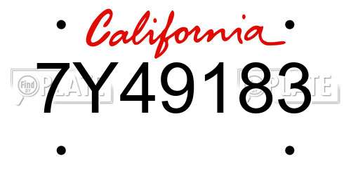 7Y49183 California License Plate