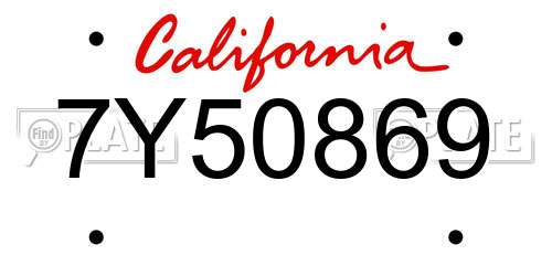 7Y50869 California License Plate
