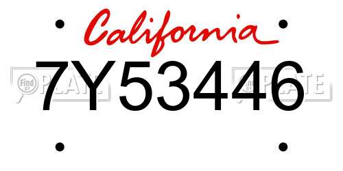 7Y53446 California License Plate