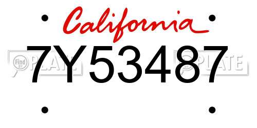 7Y53487 California License Plate