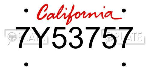7Y53757 California License Plate