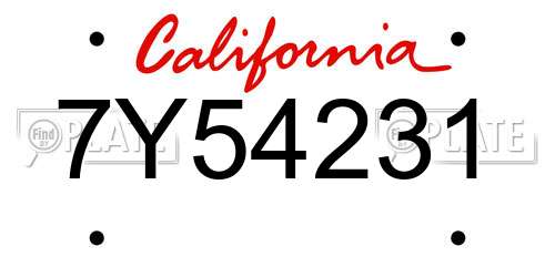 7Y54231 California License Plate