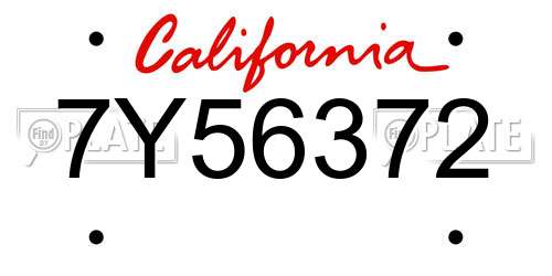 7Y56372 California License Plate