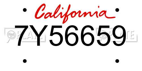 7Y56659 California License Plate