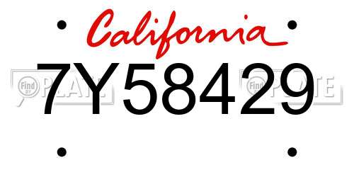7Y58429 California License Plate
