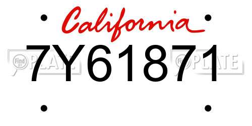 7Y61871 California License Plate