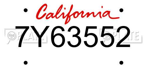 7Y63552 California License Plate
