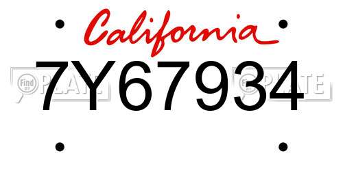 7Y67934 California License Plate