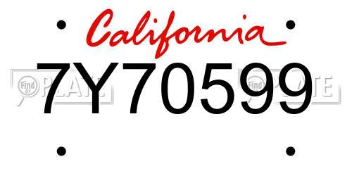 7Y70599 California License Plate