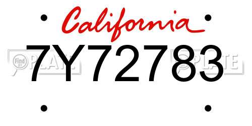 7Y72783 California License Plate