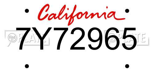 7Y72965 California License Plate