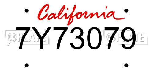 7Y73079 California License Plate