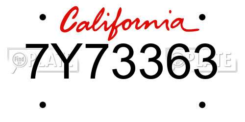 7Y73363 California License Plate
