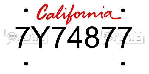 7Y74877 California License Plate