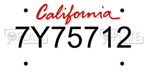 7Y75712 California License Plate