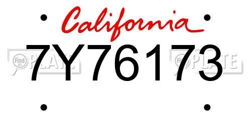 7Y76173 California License Plate