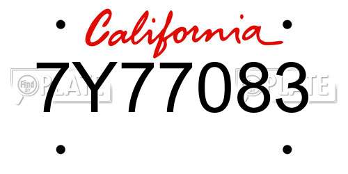 7Y77083 California License Plate