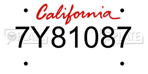 7Y81087 California License Plate
